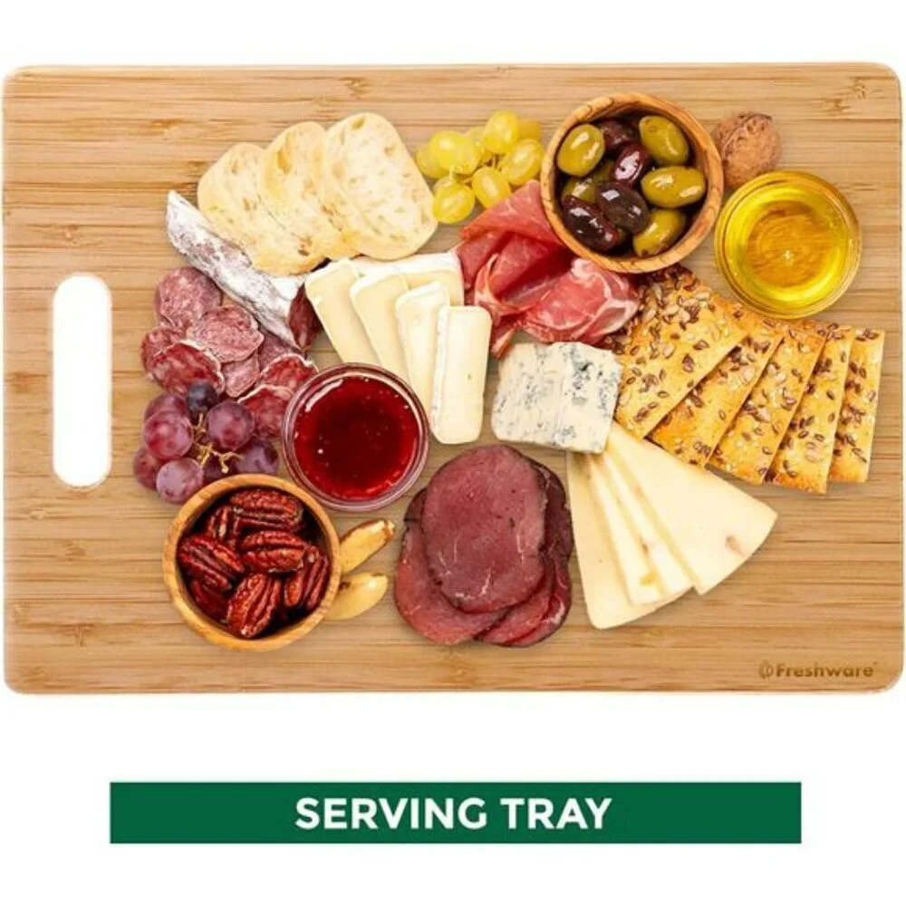 Bamboo Cutting Board Set of 3 Kitchen Wood Chopping Meat Vegetables Cheese